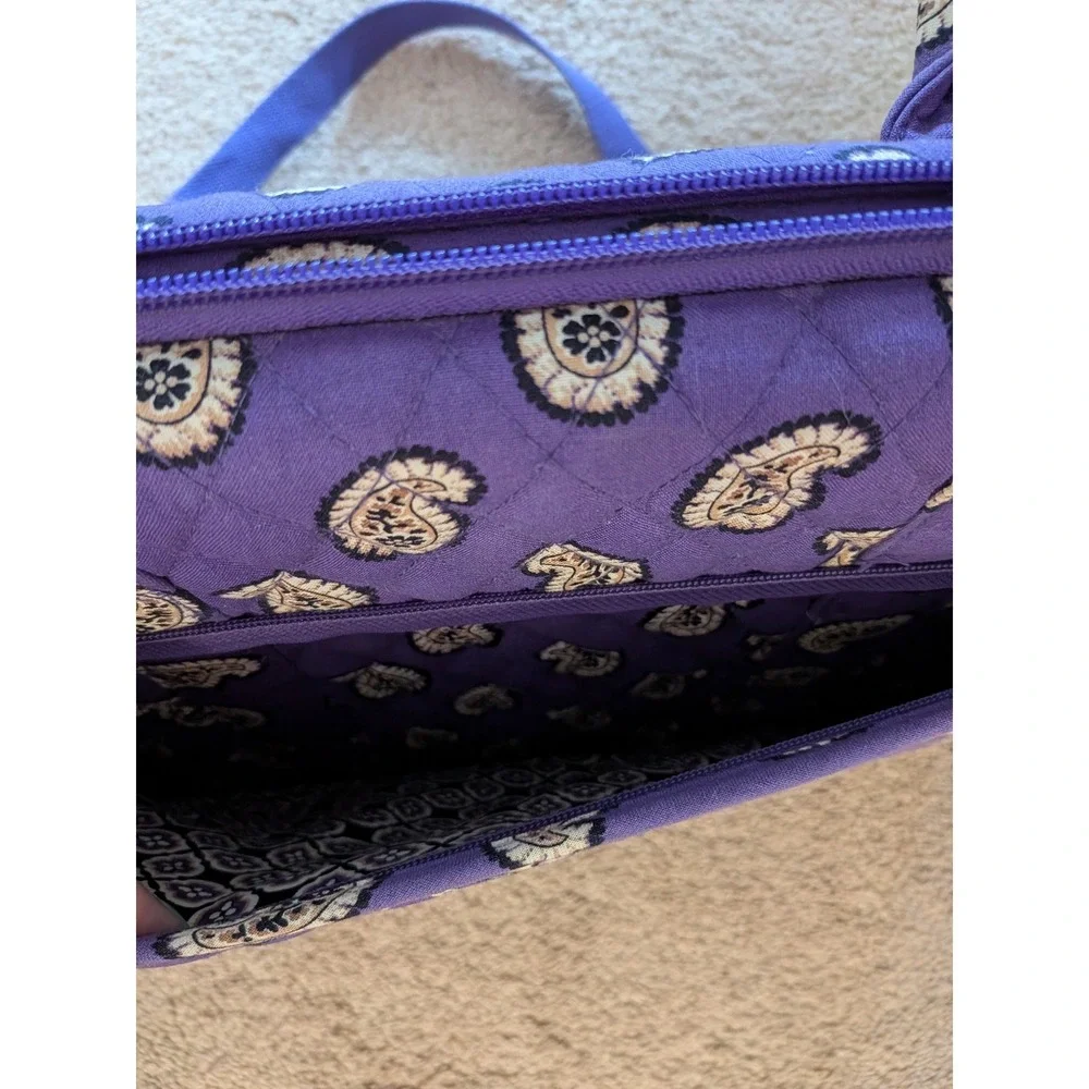 Vera Bradley Quilted Purple Paisley Laptop Messenger Crossbody Bag
